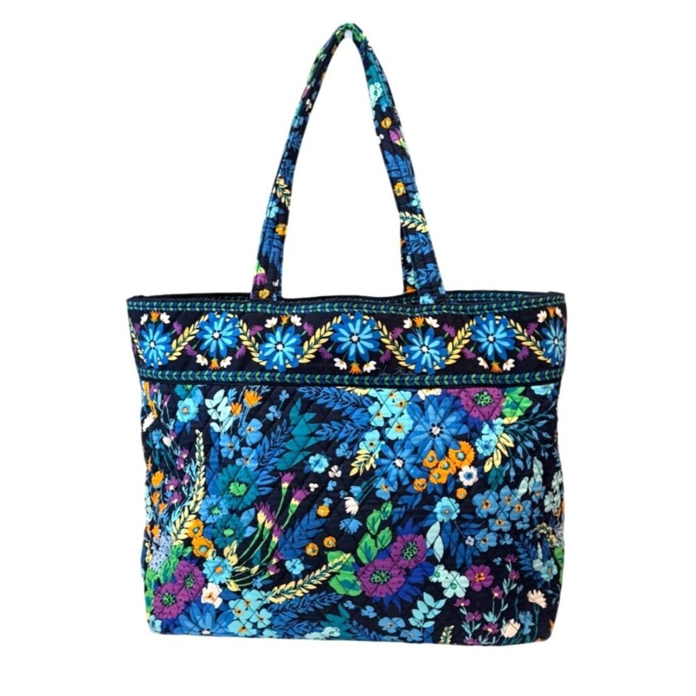 Vera Bradley Midnight Blues Large Cotton Quilted Tote Bag Retired